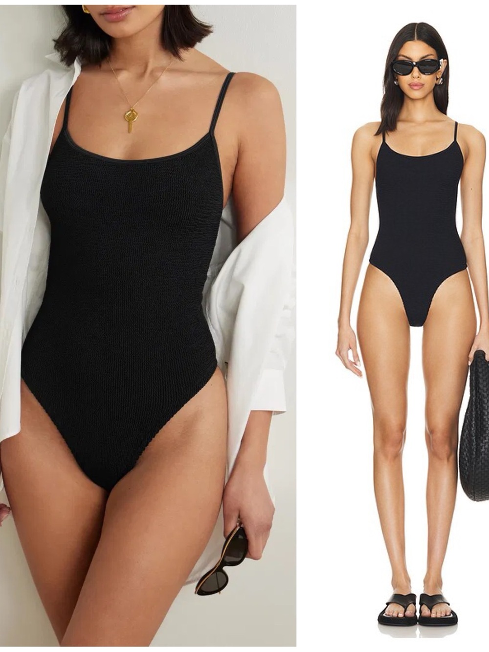 NWT Hunza G Petra One Piece Crinkle Swimsuit in Black Women’s One Size
